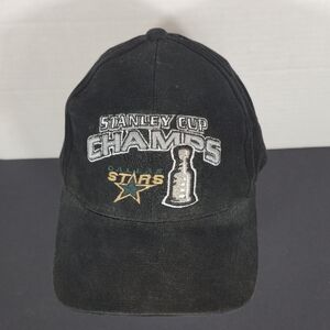 Vintage Starter Stanley Cup Champs Champions Dallas Stars Black Cap Hat Velcro